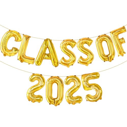 KatchOn, Gold Class of 2025 Balloons - 16 Inch | Graduation Balloons for Grad of 2025 | Class of 2025 Graduation Decorations 2025 | Gold Grad Decorations, Class of 2025 Banner, 2025 Sign