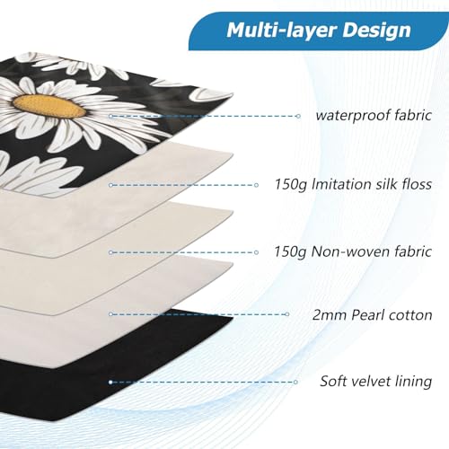 Funda para portátil Daisy negra para 13-14 pulgadas miniatura 4