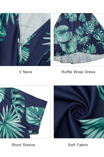 Image of ULTRANICE Womens Summer Dresses Floral V Neck Ruffled Hem Spaghetti Spring Casual Beach Outfits Flowy Wrap Sun Dress