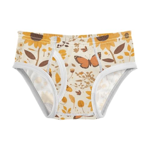KLL Autumn Sunflowers and Butterflies Cartoon Toddler Boys' Soft Nighttime Underwear Cute Children Panties