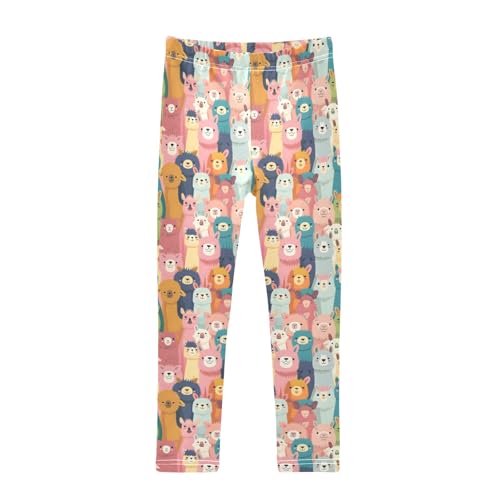Alpacas Face Girls Leggings Kids Yoga Pants Athletic Tights Pants 4-10 Years