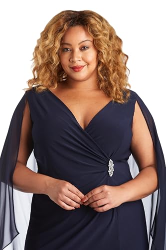 Image of R&M Richards Women's Knee-Length Wrap Dress W /Rhinestone Waist Detail & Chiffon Duster Cape