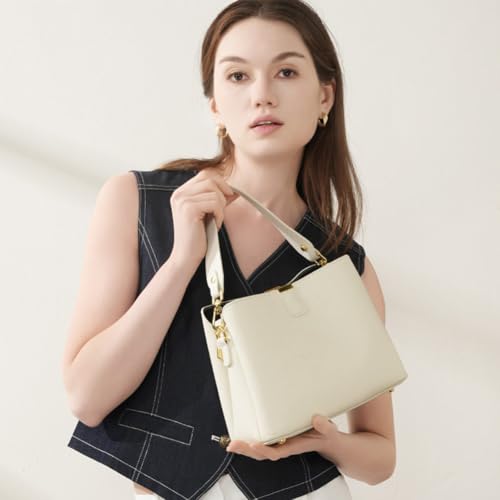 Image of Small Women Soft Genuine Leather Shoulder Bag Crossbody Purses for Lady Bucket Handbag