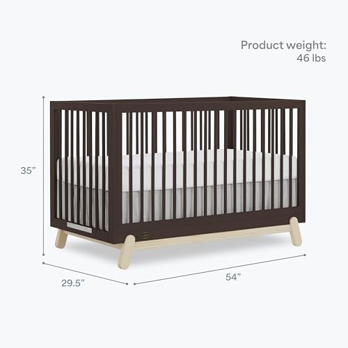 Image of Dream On Me Hygge 5-in-1 Convertible Full-Size Baby Crib in Chocolate Chip and Voak, GreenGuard Gold & JPMA, Converts to Toddler, Day & Full-Size Bed, Adjustable Mattress Heights, Modern Nursery