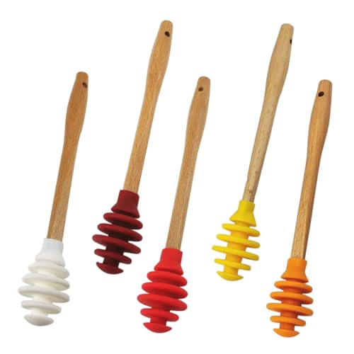 Cabilock 5pcs Silicone Honey Stirrer Stick Non-stick Honey Dripper for Pot Jar Charcuterie Dipper Mini