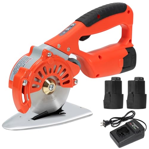 VLOXO Cordless Electric Rotary Scissors Power Fabric Cutter Rechargeable Rotary Cloth Scissors Adjustable Speed Electric Cutter with 2 Battery for Cutting Fabric Carpet Leather Multi-Layer Cloth