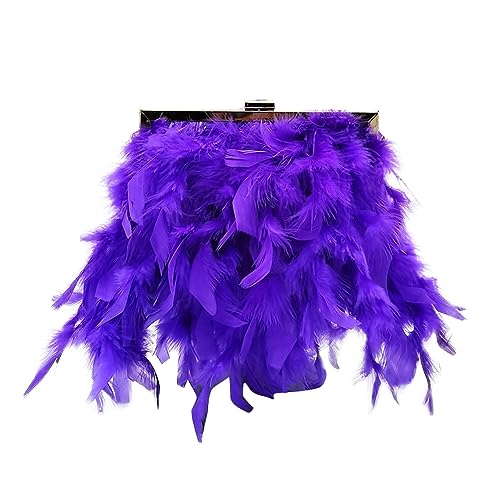 MOISTRI Mujeres Bolsos de noche de plumas y embragues Exquisita Borla Perla Bolsas para Boda Fiesta (7.87'*1.97'*5.91'(20CM*5CM*15CM), Pearl(Morado))