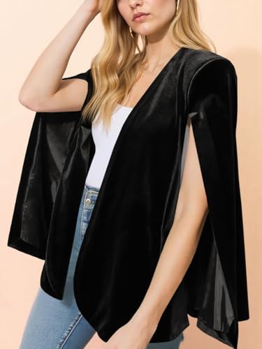 Cicy Bell Women's Velvet Cape Blazer Jackets Casual Split Long Sleeve Open Front Coat2