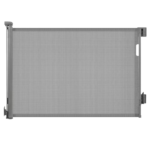 Sekey Treppenschutzgitter Ausziehbar 0-150 cm, Höhe 97 cm,Treppenschutzgitter ohne Bohren, Kinderschutzgitter für Tür, Treppe, Hunde & Katzen, Türschutzgitter Grau