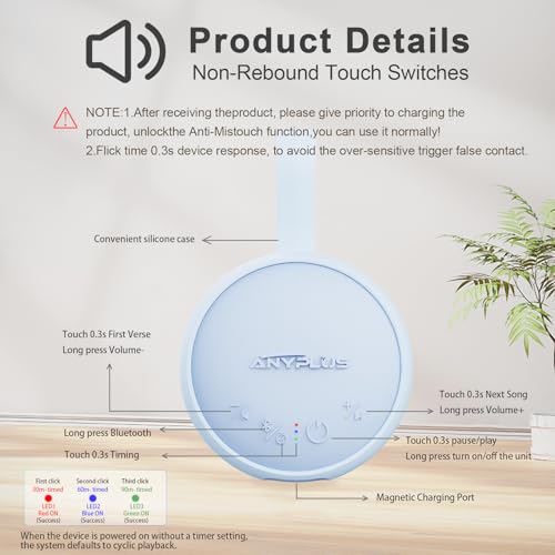 Image of White Noise Sound Machine, Portable Sound Machine for Sleeping Adults & Baby, with Bluetooth 5.1 /24 Soothing Sounds /Battery Powered /3 Timer Memory Function for Office /Bedroom /Travel（Blue）