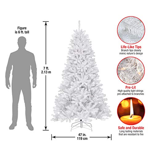 National Tree Company Pre-Lit Artificial Full Christmas Tree, White, North Valley Spruce, White Lights, Includes Stand, 7 Feet #TOP1