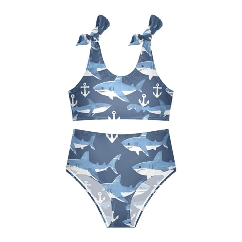 Wusikd Sharks Girls Swimsuits Two Piece White Anchors Swimwear Bikini Set for for Girls Size 3T3