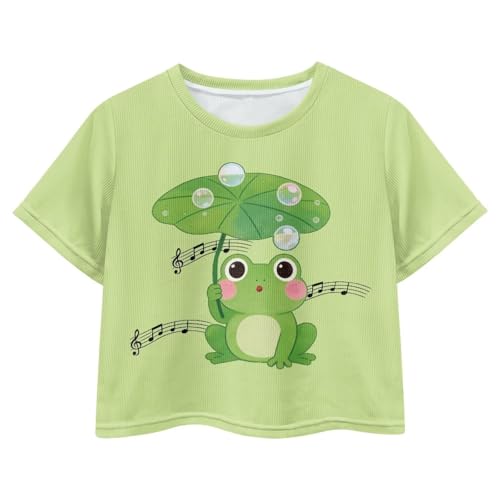 Image of Girls Crop Tees Crew Neck Casual Short Sleeve T Shirts Kids Loose Soft Comfortable Tees Blouses Shirt for Little Girl
