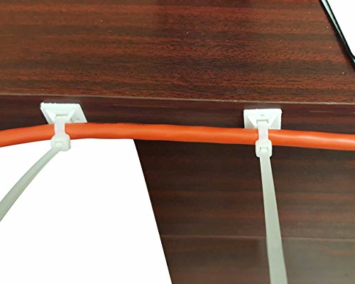 Base adhesiva para bridas de cable NiftyPlaza (25mm x 25mm) - 100 piezas transparente/blanco con orificio para tornillo, alta resistencia miniatura 6