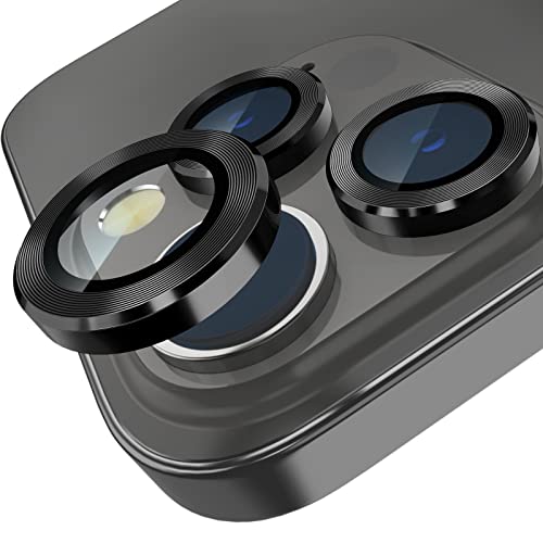 Image of imluckies [Upgraded] Compatible with iPhone 14 Pro/iPhone 14 Pro Max Camera Lens Protector, Anti-Scratch HD Tempered Glass Lens Screen Protection Cover, Metal Individual Lens Ring 2022, Black
