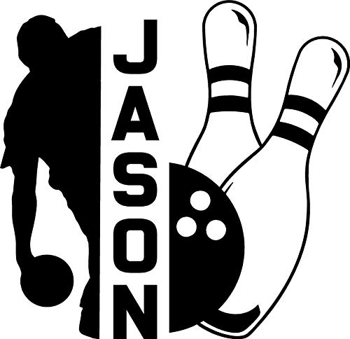 Bowling Bowler Personalized Custom Name Silhouette Wall Decal Sticker