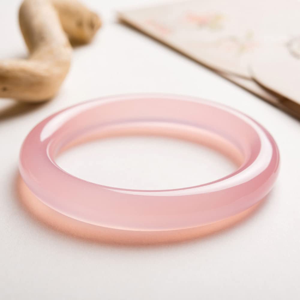 Frauen Armreifen Armband, Natural Pink Jade Armbänder handgefertigter Schmuck mit Schachtel, 54-64 mm, 60-61 mm