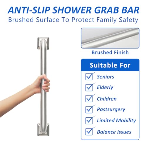 Bathroom Grab Bars Stainless Steel Handrail ADA Compliant 500lbs bathtubs and Showers Toilet Handle Safety for Handicap, Elderly, Disabled, Injury (12 inches) - Image 4