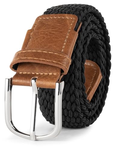 Indicode Unisex Alvin Stoffgürtel 35mm breit | Kunstleder-Riemen & Metall Gürtelschnalle Vintage Black, 95