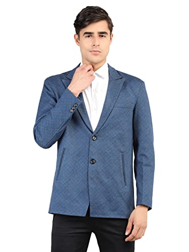 Image of CHKOKKO Men Checked Winter Wear Regular Fit Coat Blue
