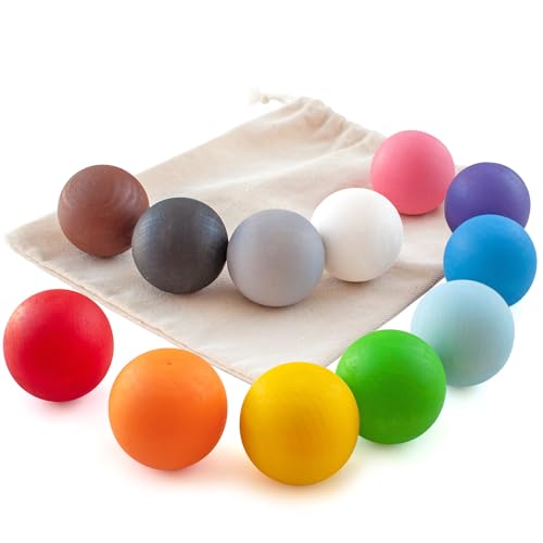 Ulanik Wooden Balls for Sorters Toddler Montessori Toys for 1 Year Old + Baby Preschool Wooden Games for Learning Colour Sorting and Counting