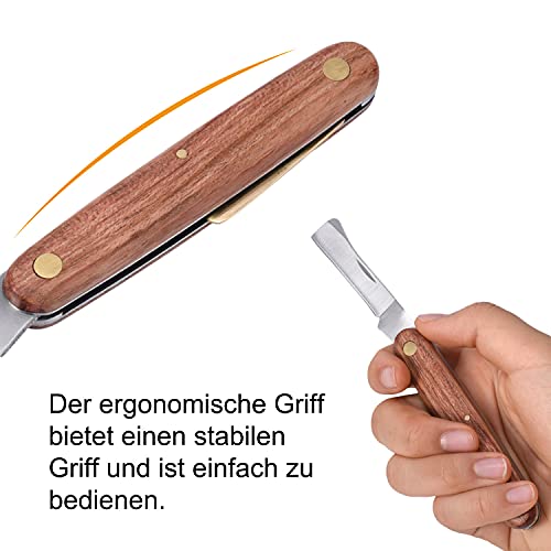 sinzau Okuliermesser, Multifunktionale Doppelklingen-Pfropf Gartenmesser mit Stripper, Faltbares