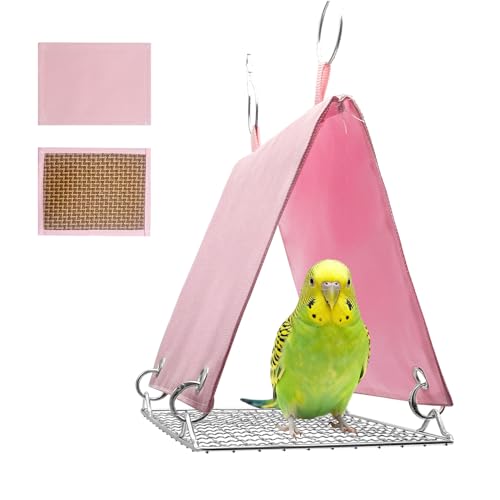 Image of Bird Nest with Removable Pad, Parrot Hammock for Cockatiels Conures - Hanging Cage Bed Tent Waterproof, Chew-Proof, Easy Clean & Anti-Sag Design for Parakeets Lovebirds, Pink