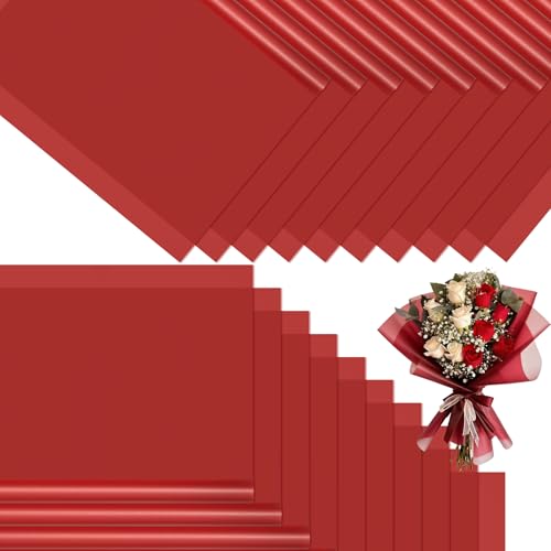 CCIJESW 20 Sheets Flower Bouquet Wrapping Paper Pure Red