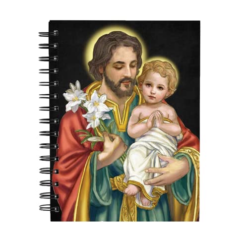 needzo inc - Religious for Dad, Saint Joseph Hardcover Spiral Bound Notebook, Inspirational Prayer Journal for Men,100 Pages, 6 x 8 inches