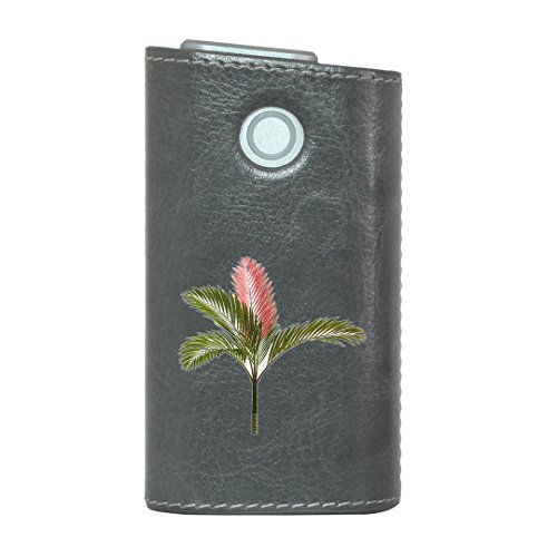 glo グロー グロウ 専用 レザーケース レザーカバー タバコ ケース カバー 合皮 ハードケース カバー 収納 デザイン 革 皮 GRAY グレー 植物 赤 緑 009571