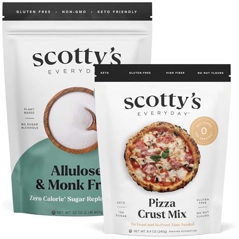 Keto Pizza Crust Zero Carb Mix 8.4oz and Allulose & Monk Fruit Zero Calorie Sugar Replacement 2lb Bundle Cover