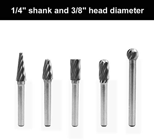 Nortools 5 Pcs Glaziers' Diamonds 1/4 Inch Shank Carbide Burrs Hand Tools For Aluminum Metal Carving Polishing Engraving Drilling In Plastic Box thumb #1