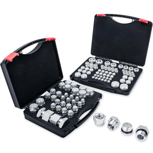 PIKWO 136 PC BSPP and ORB Master Industrial Hydraulic Cap and Plug Hose Tube and Pipe Fitting Kit Cap and Plug Kit Precision Threading Dash Sizes 02-04 -06-08 -10-12 -16