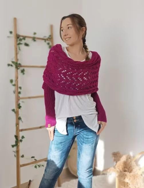 Multifunctional Scarf with Sleeves, Shrugs for Women, Scarf Sweater Wrap with Sleeves3