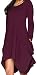 Women Asymmetrical Loose Long Sleeve Pockets Tunic Shirt Dress Purple L