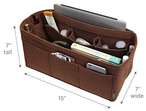 Pelikus Felt Purse & Tote Organizer Insert/Multi-Pocket Handbag Shaper (X-Large, Chocolate)