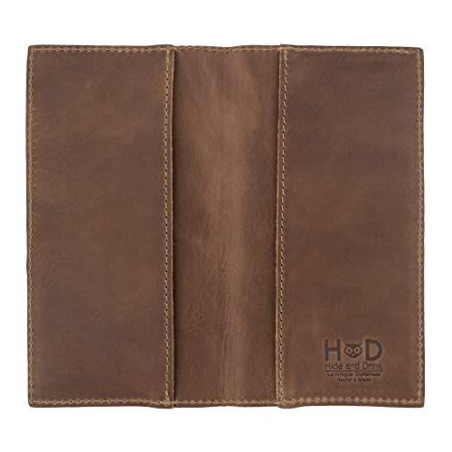 Image of Hide & Drink, Checkbook Cover, Minimalist Organizer for Personal or Business Finances, Bill Holder, Full Grain Leather, Handmade, Single Malt Mahogany