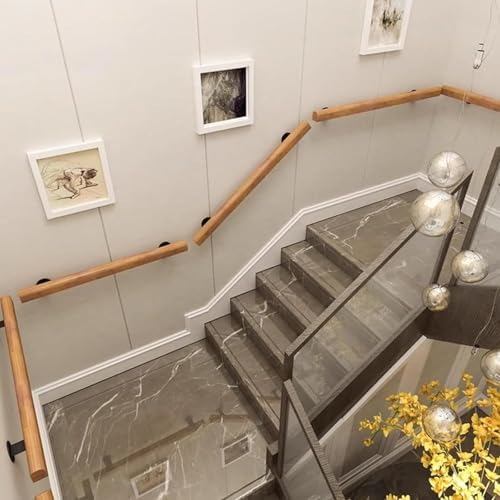 Wooden Stair Safety Rail, Wall-Mounted Indoor/Outdoor Guard for Elderly & Children, 3ft Bar Loft Kindergarten Corridor Protection