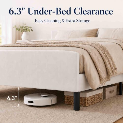 Image of Decoholic Full Size Upholstered Bed Frame with 53.2 inch Wingback Headboard
