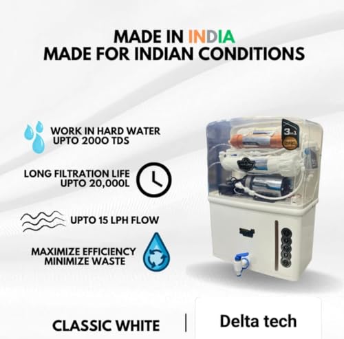 Image of AQUA Classic RO Water Purifier, 10L Storage, Zinc Copper Alkaline Filter, RO+UV+TDS Controller, Wall-Mount, Black /White TPT Body