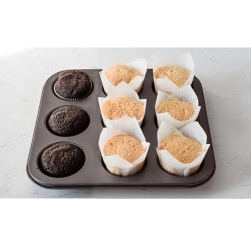 plastific 6 Cup Muffin Cake Pan Baking Tray Cupcake Deep Tin Fairy Steel Bakeware - Bakeware Pan Tray Mould Non Stick Coating (6 Cup Metal Donut Tray) - Image 5