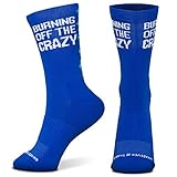 Gone For a Run Inspirational Athletic Running Socks | Mid-Calf | Burn Off The Crazy | Light Blue