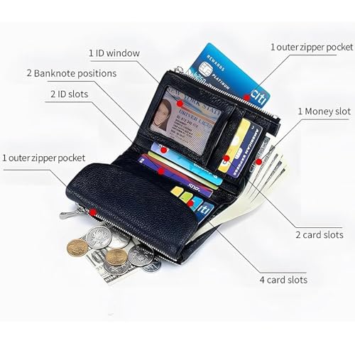 Joyfullygo Wallet, Unisex Pebble Leather Wallet, Genuine Leather Relevantk Wallets, Coin Holder & Cash Slots, Genuine Leather Wallets for Men & Women (Linen Blue) (Gold)4