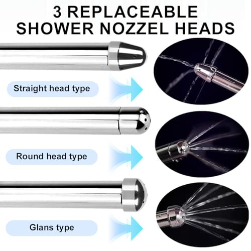 Image of Metal Shower Cleaner Enema Douche System, 3 Shower Heads,Handheld Water Shower Nozzle Anal Rinse Vaginal Cleaning Kit Cleaner Attachment for Men Women(Aluminum)