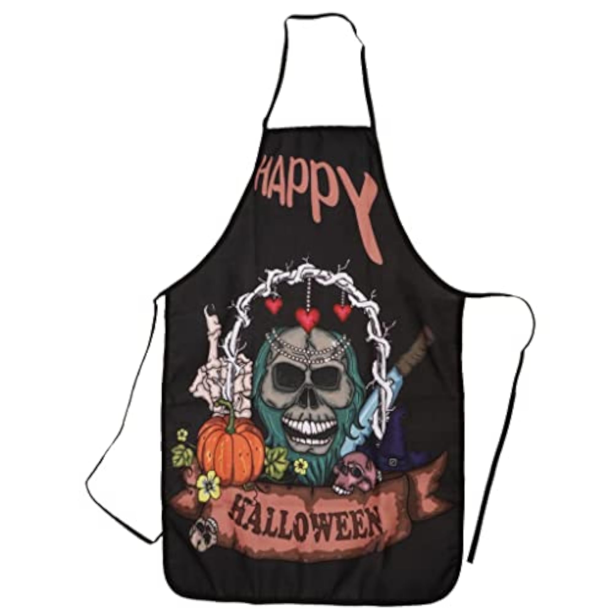 Funny Skull Apron for Kitchen Cooking Chef Costume Party