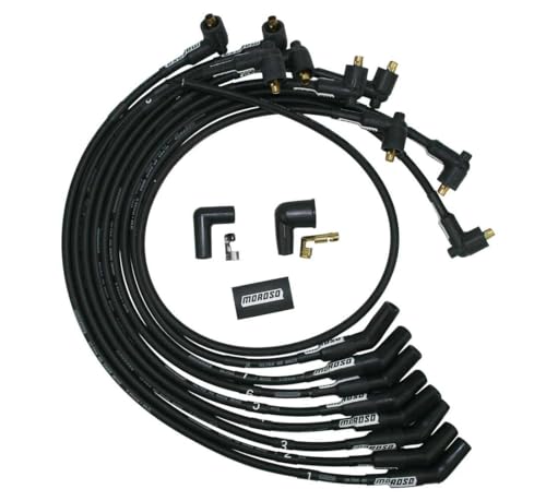 Image of Moroso 73719 Black Ultra 40 Spark Plug Wires, Fits Small Block Ford Engines 289-302, 90 Degree Non HEI Distributor Ends, 135 Degree Plug Ends