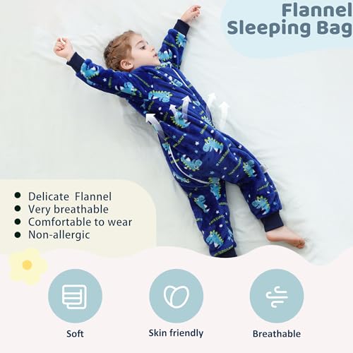 Image of MICHLEY Flannel Sleeping Sack,Baby Sleeping Bag Wearable Blankets 9M-6Y | Toddler Clothes,Unisex Pajamas, Long Sleeve,Zipper, For Autumn Winter,Suitable Girls And Boys,Warm & Breathable