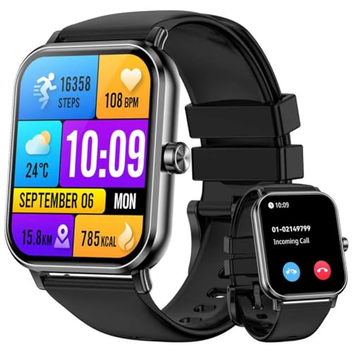 Smart Watch for Men - 1.85'HD 2026 Upgraded Fitness Tracker Bluetooth Call and text Smartwatch with 7 Day Battery 5 ATM Waterproof Heart Rate Sleep Monitor 130+ Sport Modes for Android & iOS (Black)