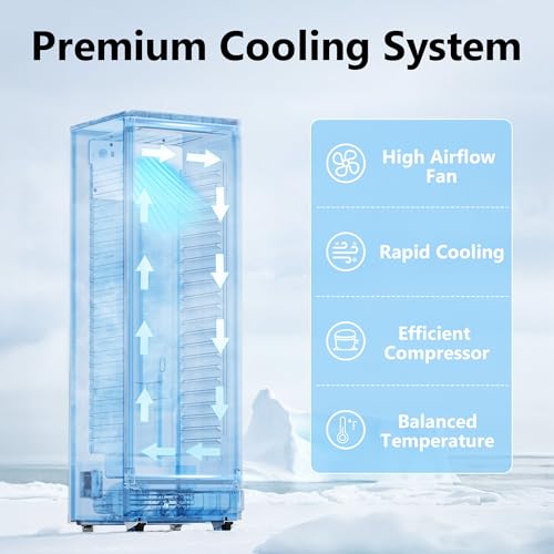 Image of 7 Cu.Ft Commercial Refrigerators, Display Fridge with Locking, Key & LED, Outdoor Beverage Refrigerator with Double-Tempered Glass Door, Beverage Cooler for Bar, Office, Restaurant