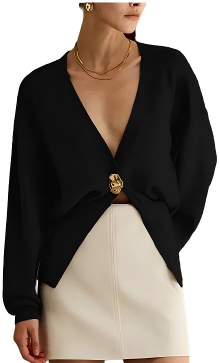 Womens Ribbed Cardigan Sweaters Lightweight V Neck Long Sleeve Button Up Cinched Y2k Trendy Casual Fall Knitted Tops